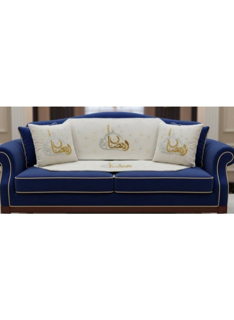 طقم تطريز رمضان كريم رانر و 2 كوشن 45سم - Image 2